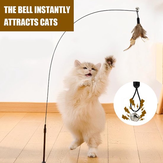 8 stuks hengel kattenspeelgoed, veerspeelgoed voor katten met bellen, reserveveren voor kattenhengel, veer hanger, kattenveren, speelgoed, vervanging voor beweging en interactief spel — afbeelding 4