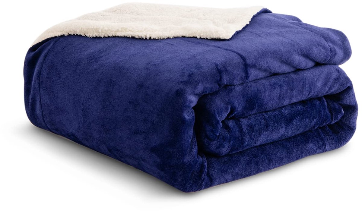 Plaid deken 150 * 200 cm zachte, gezellige pluizige omkeerbare microvezel massieve dekens voor bed bank sofa (marine, twee- of tweepersoonsbed)