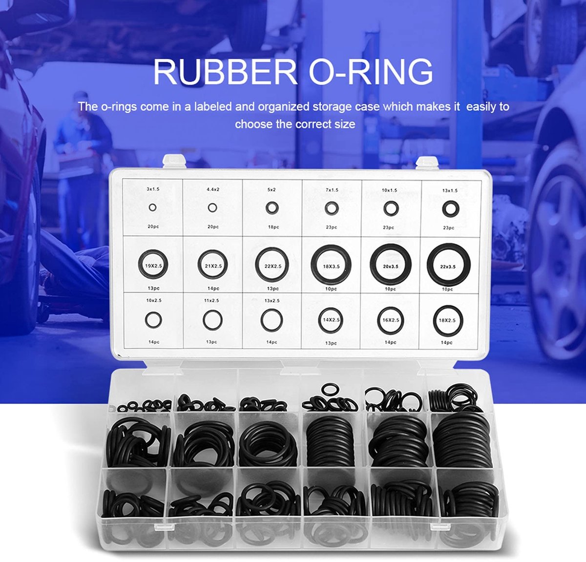 Dailygoods- O-ring Set 279-delig - Hittebestendig - Oliebestendig - Waterdicht - Rubber - 18 Soorten Formaten - Afdichtingen