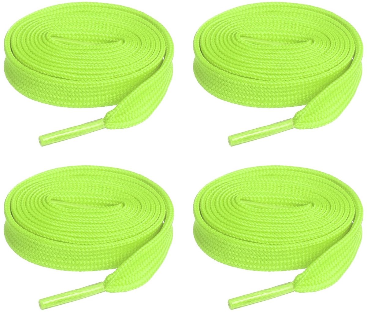 Dailygoods - QUARKZMAN 2 paar platte veters van polyester, elastisch, plat, voor sneakers, skate schoenen, laarzen, neongroen