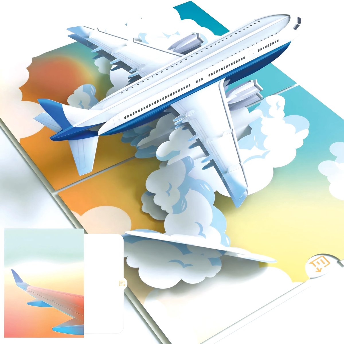Dailygoods- Pop-up Kaart Vliegtuig - Luxe Wenskaart voor Vakantie - Origineel Geldcadeau - Inclusief Envelop - Notitiekaart - Handgemaakt 3D Design