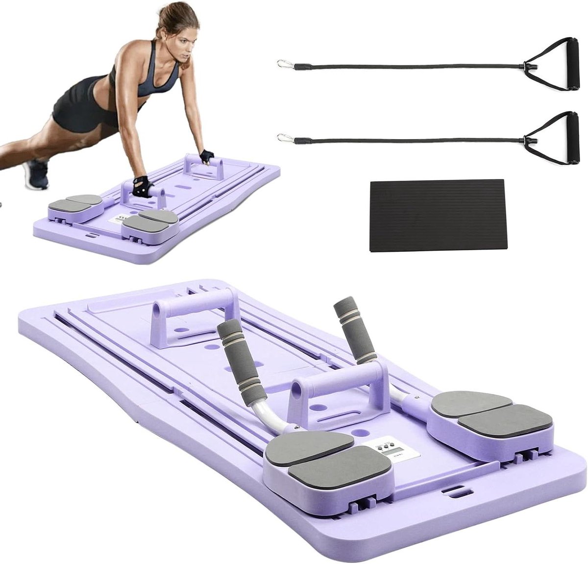 Pilates Board - Fitness Trainer - Thuis Trainen - 4-in-1 Multifunctioneel - 99 x 41 cm - Paars