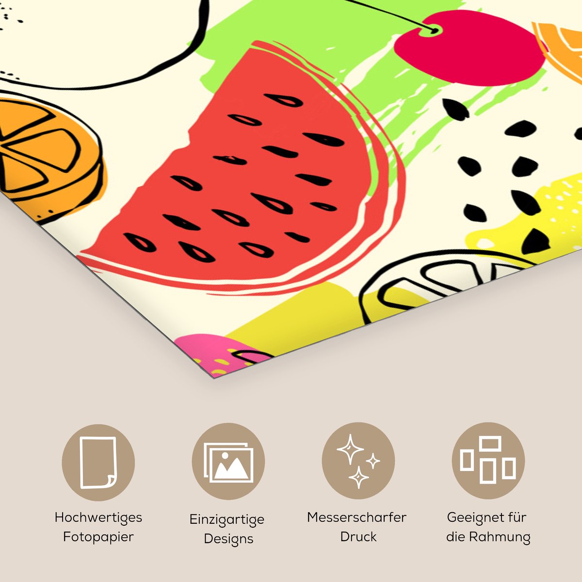 Poster 160x80 cm - Fruit - Sjablonen - Verf - Posters - Kamer decoratie - Wanddecoratie wo