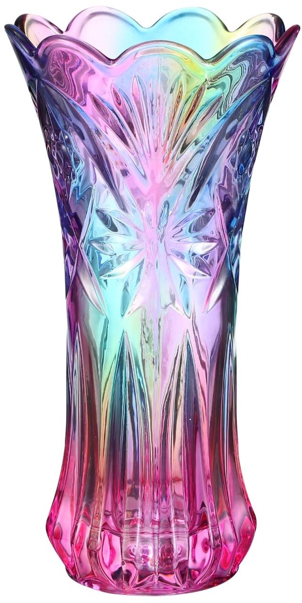 Dailygoods - Kristalglas Bloemenvaas - Decoratieve Pot voor Tafeldecoratie in Regenboogstijl