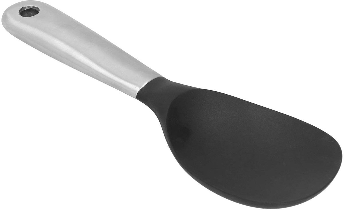 Dailygoods- Rijstlepel Roestvrij Staal/Siliconen - Antiaanbak - Keukengerei - Hangende Opslag - Temperatuurbestendig - Lichtgewicht 144 g