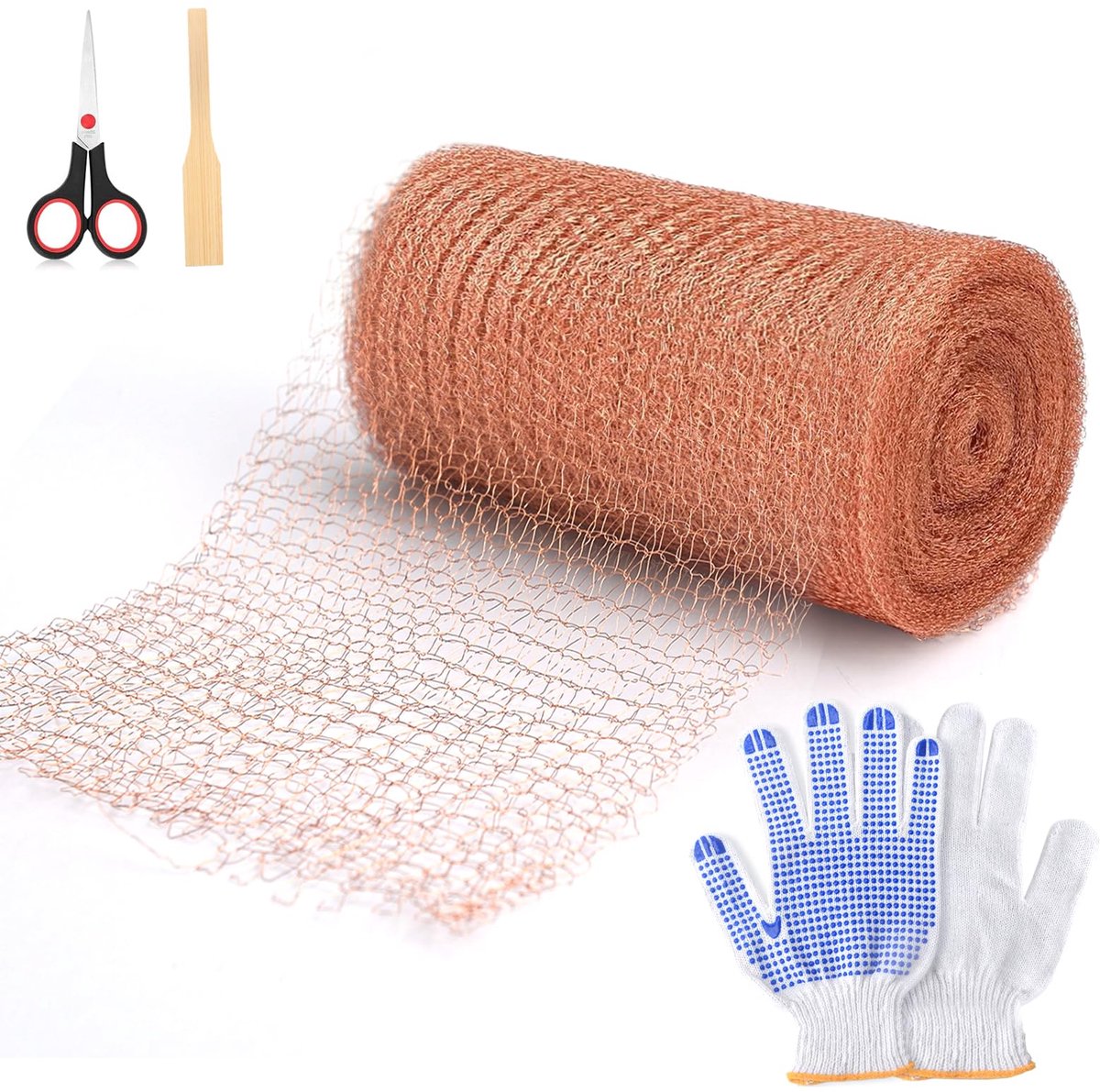tegen slakken, kopernet 12,7 cm x 6 m slakkenhek Koper met schop, schaar en handschoenen van hout Koperweefsel voor tuin plaagbestrijding Slakkenafweer Verhoogd bloembed Muizen afweer