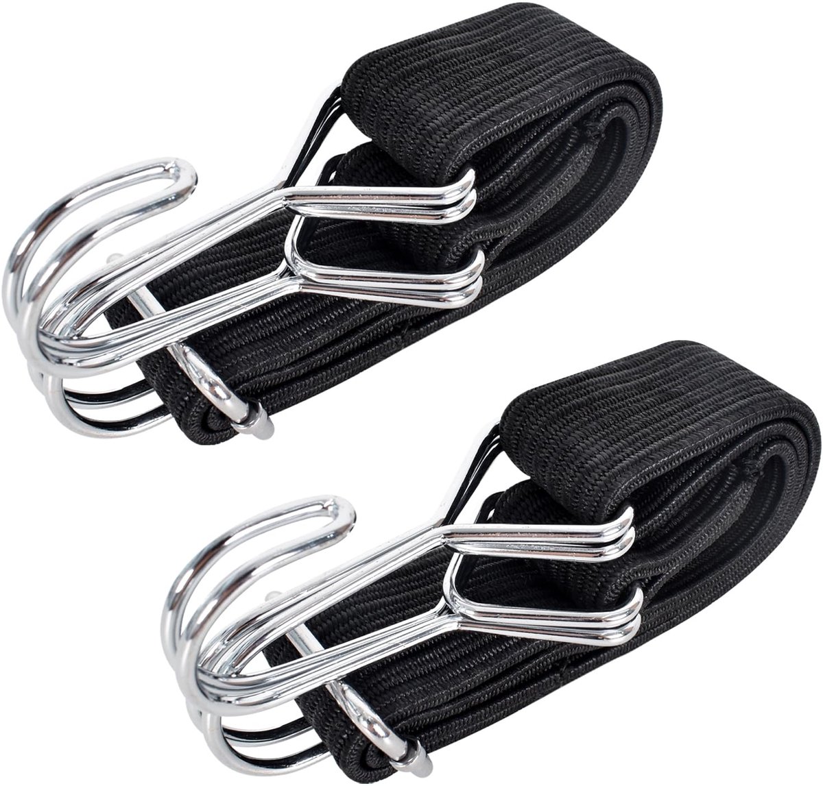 2 stuks platte elastische touwen, 60/100/200 cm, met haken, bevestigingsriemen voor bagage, elastische riemen voor fietsen, camping, auto, elastische bagagedrager (0,6 m)