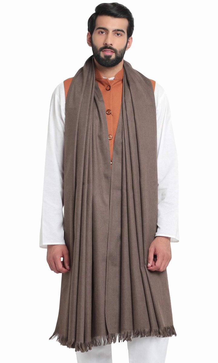 Villa Men's Plain Woollen Meditation Shawl Dhariwal Lohi/Shawl Dark Grey Large