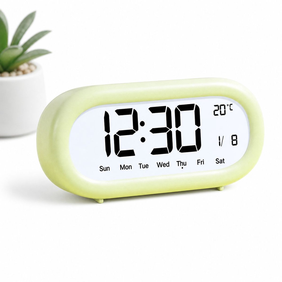 VHV-Digitale Wekker Groen - Moderne Wekker met Temperatuurweergave - LED Wekker voor Slaapkamer - Compacte Tafelklok - Stijlvol Design