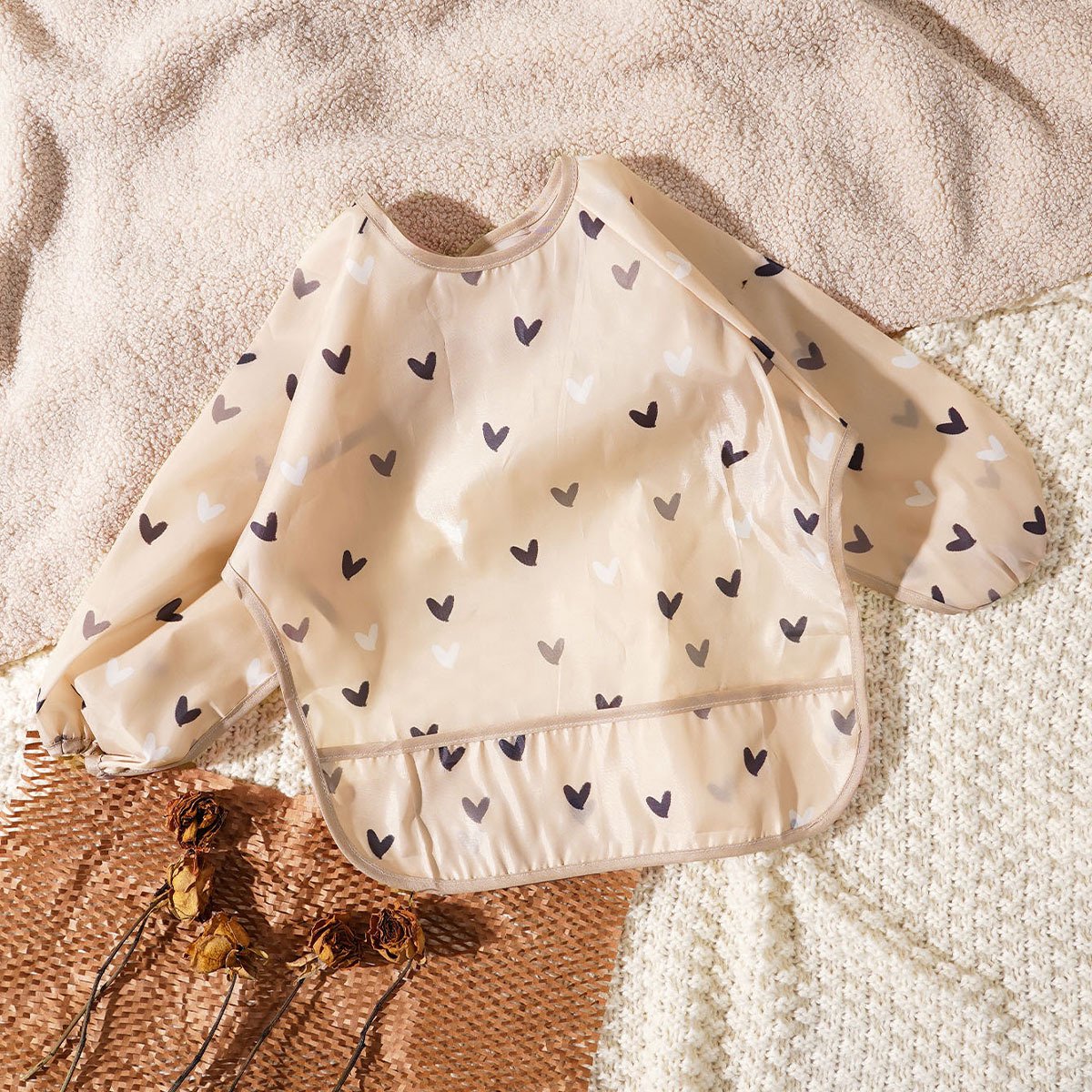 3-delige baby slabbetjesset, waterdichte slabbetjes en schortjes met lange mouwen voor kinderen, 3 tot 30 maanden,Liefde