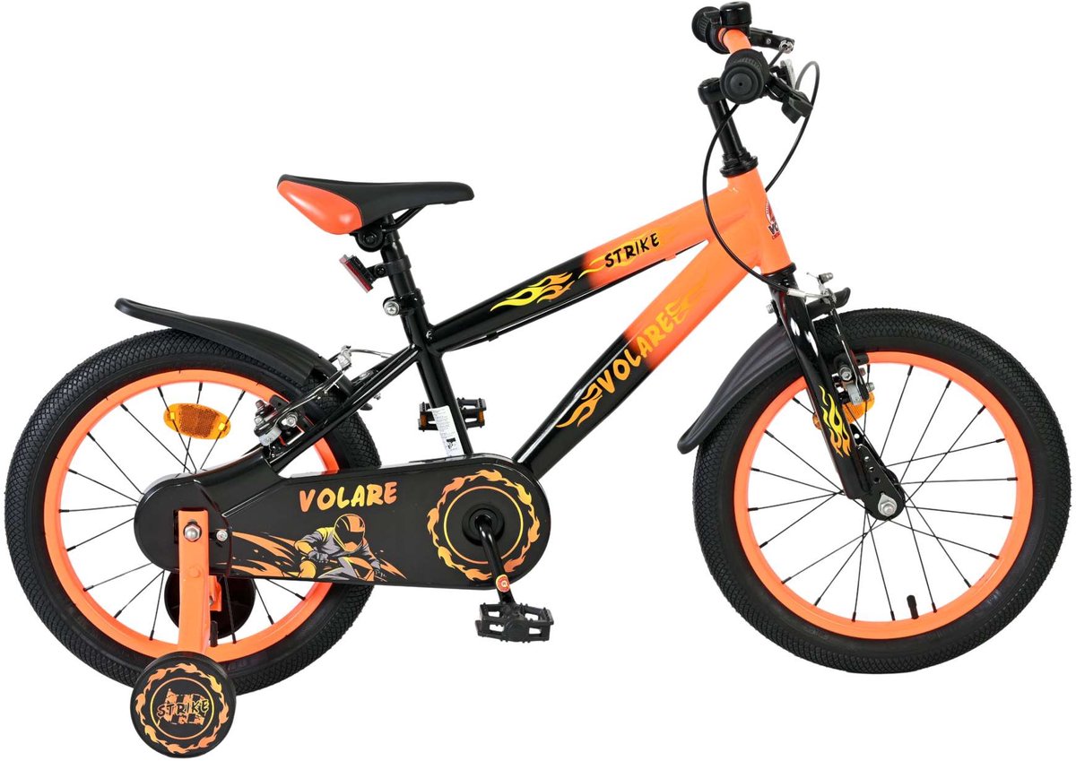 Volare Strike Kinderfiets - Jongens - 16 inch - Oranje - Twee Handremmen