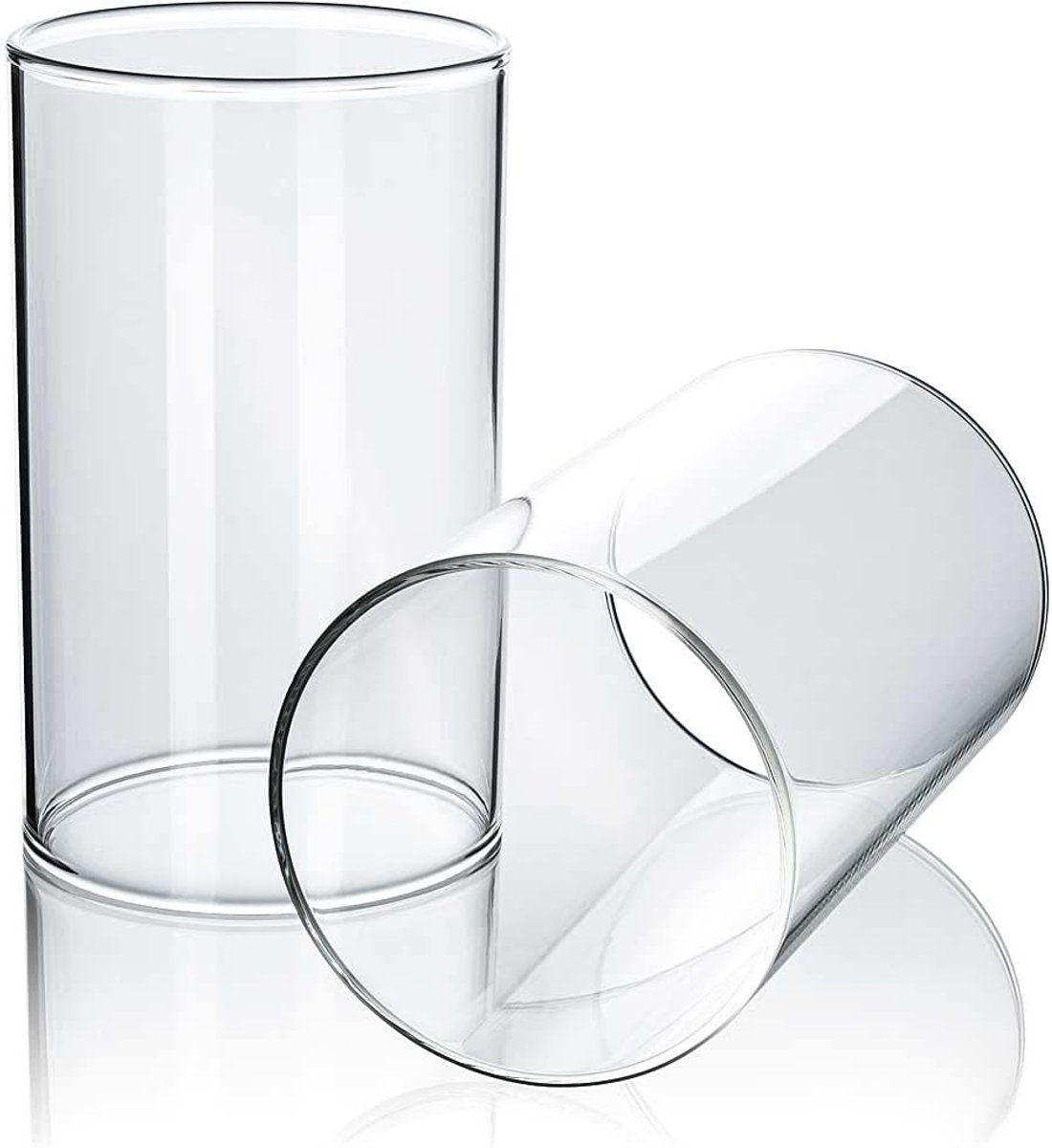 Windlichtglas van borosilicaatglas, geschikt voor binnen en buiten, ideaal om te decoreren, 120 mm x diameter van 70 mm, zonder bodem, 2 stuks
