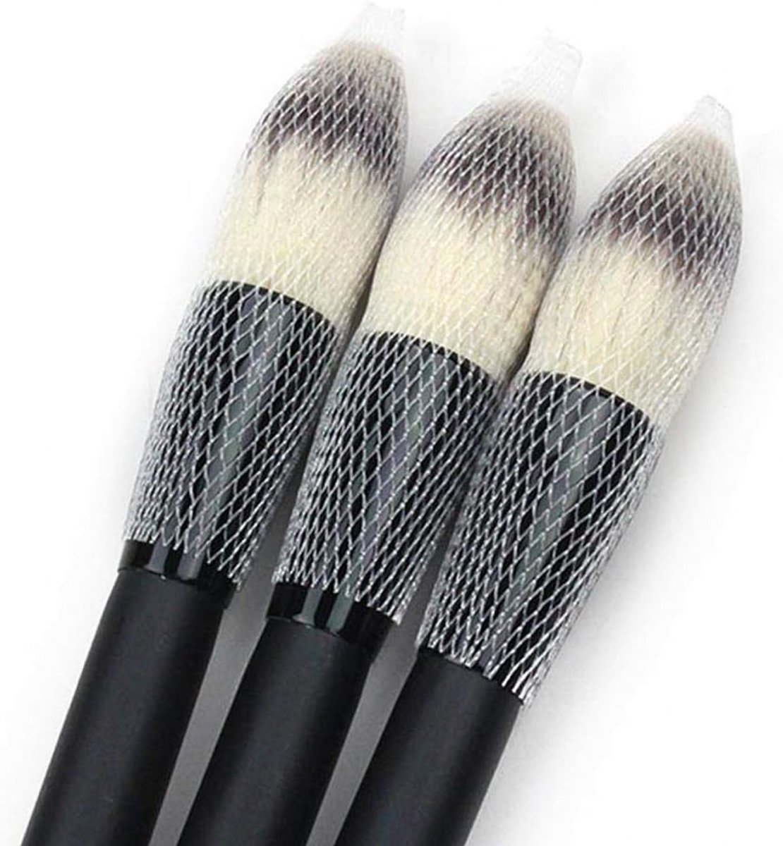 100 stuks make-up kwasten pen guard beschermer set herbruikbare uitbreidbare mesh hoes, make-up borstel net cosmetische borstel mesh beschermer cover