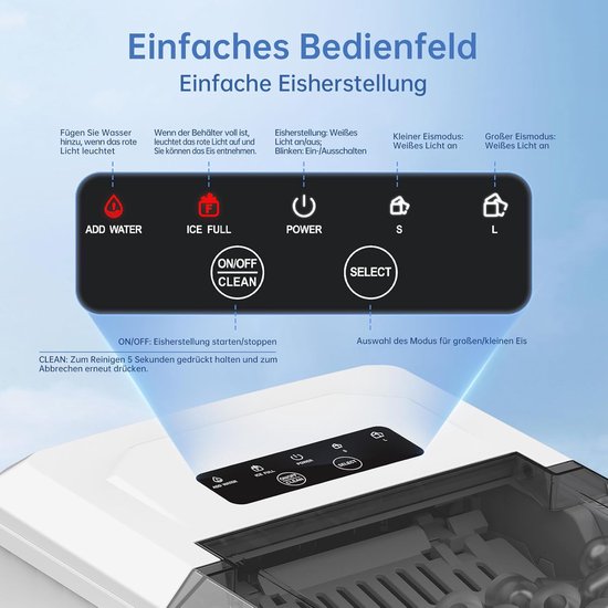 IJsblokjesmachine - IJsmaker - Dranken Koelen - 9 IJsblokjes Snel - 12 kg per dag - Wit — afbeelding 3