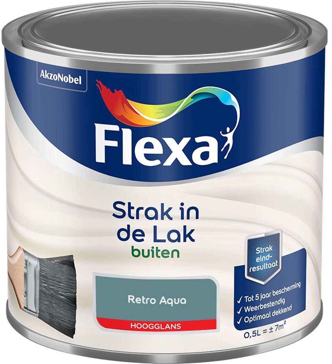 Flexa - Strak In De Lak Buitenlak Hoogglans - Retro Aqua - Mengverf - 500 Ml