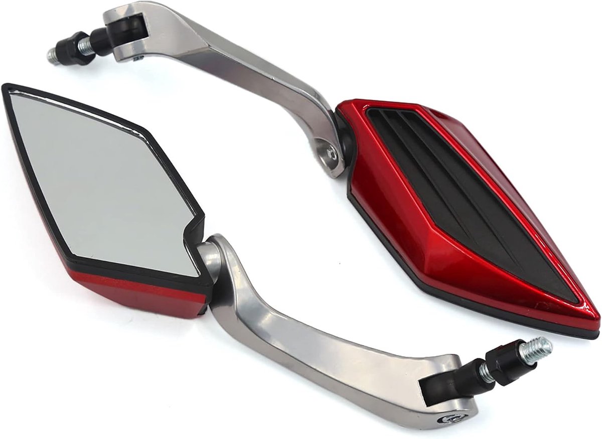 sourcingmap Paar Motorfiets Rood Zwart Frame Achteruitkijkspiegel Zijspiegel 8mm 10mm