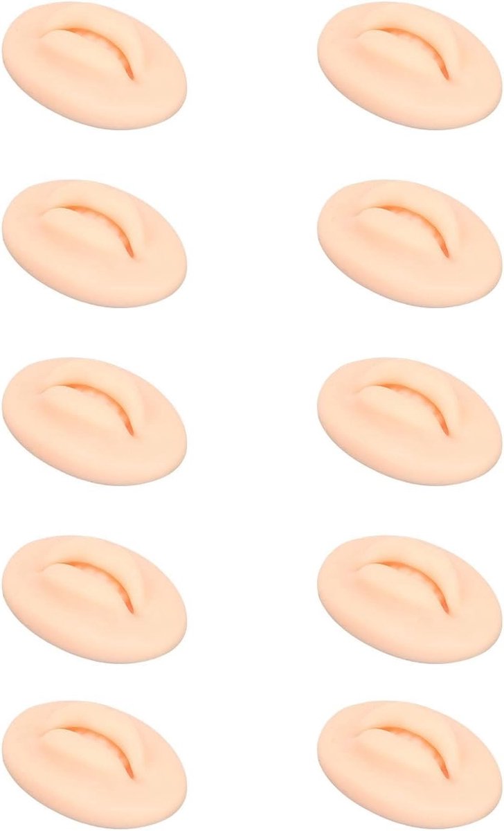 Gemakkelijke Kleuren Lipmodel voor Tattoo Oefening - 10 STKS Multifunctionele Oefenlippen voor Liptatoeëren en Make-up Training (Lichte huidskleur)