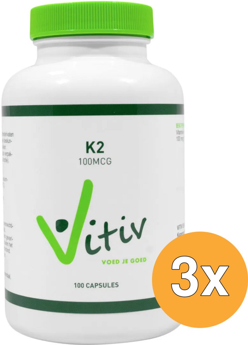 3x Vitiv Vitamine K2 100Mcg (100 capsules)