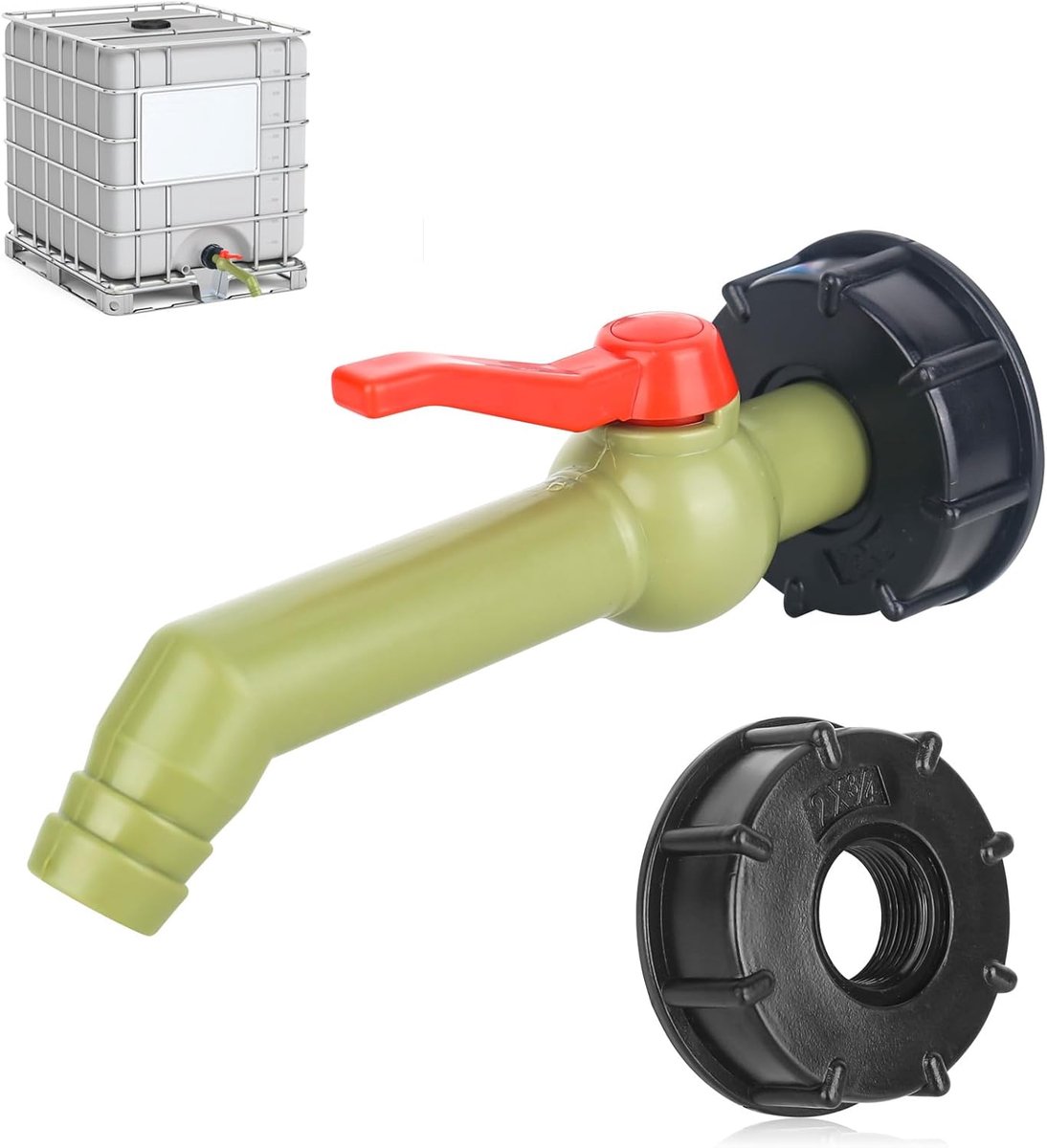 Aftapkraan en IBC tank kogelkraan, 1 inch IBC waterkraan met IBC kogelkraan voor IBC tank, regenton, watertank (DN40/50)