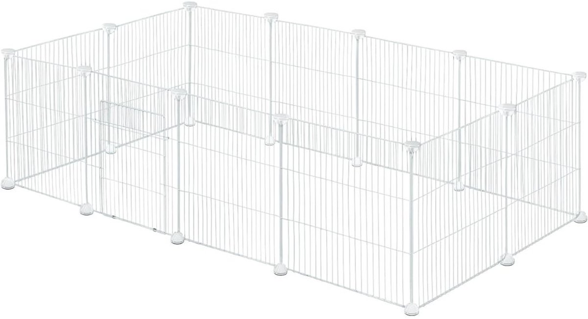 JCP® Konijnenhok - Konijnenren - Konijnenhok Binnen - Wit - 142cm x 72cm x 36cm