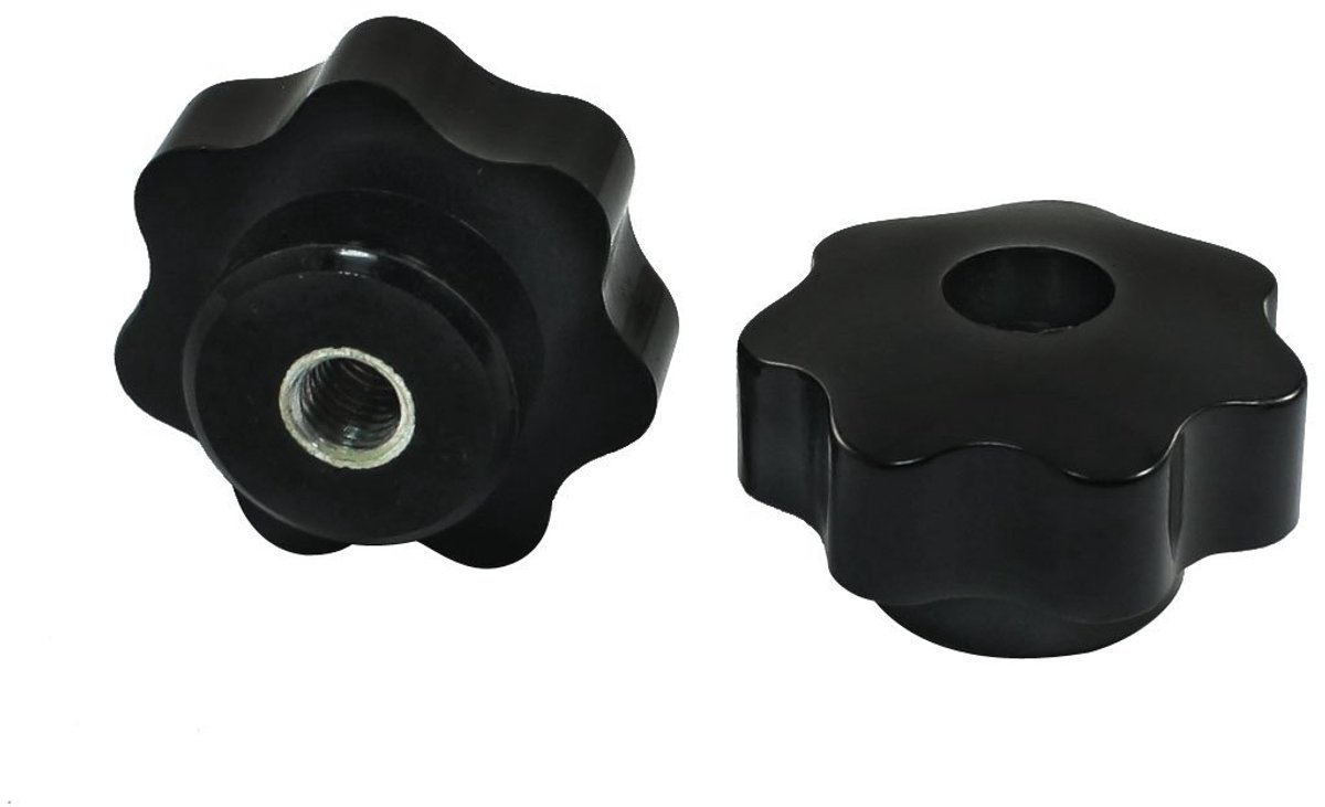 Sourcingmap borgschroef met stergreep, binnendraad M8, kopdiameter 40 mm, zwart/zilverkleurig, 2 stuks