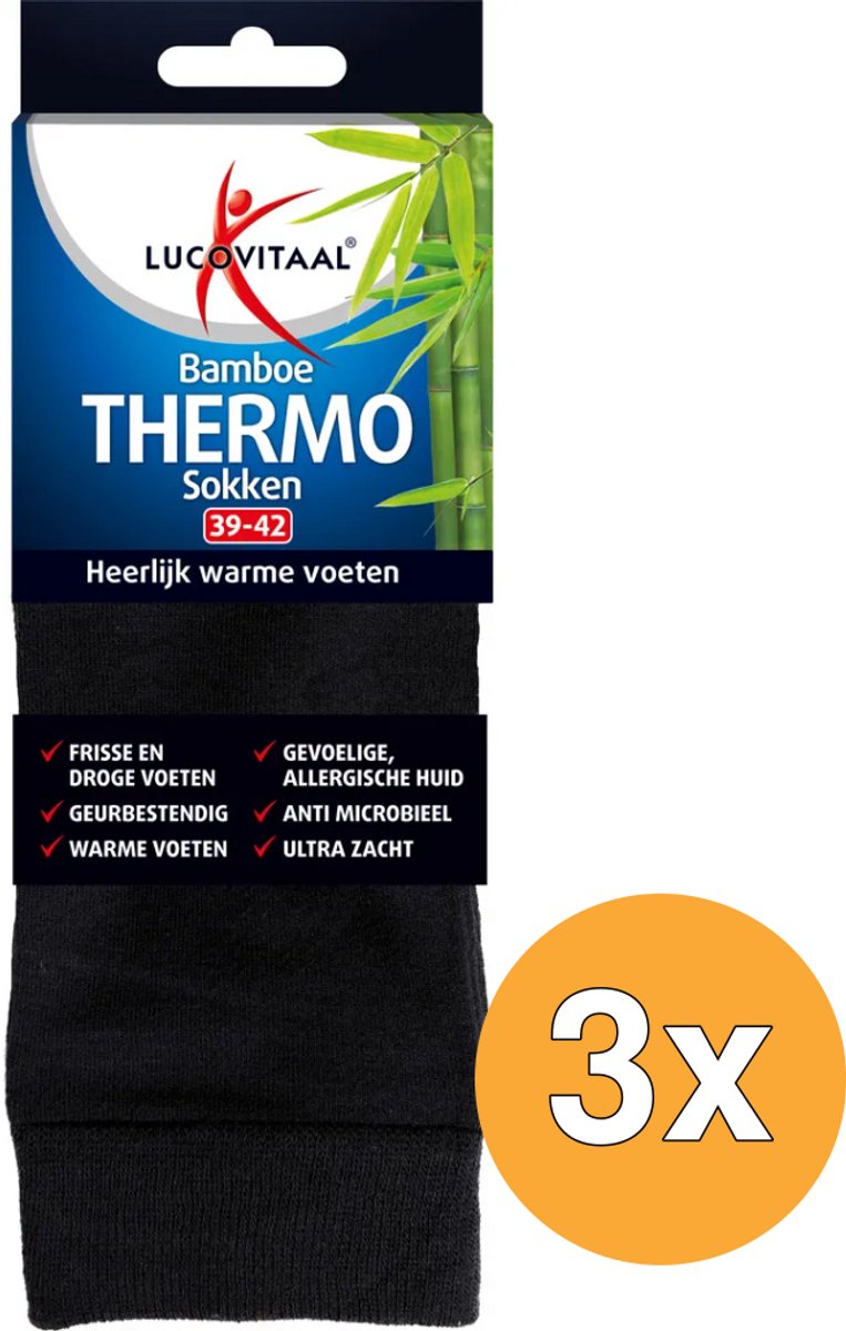 3x Lucovitaal Bamboe Thermosokken 39-42 (1 paar)