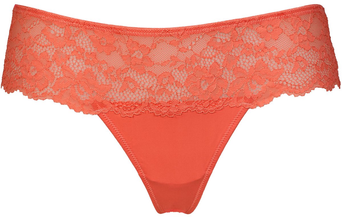 After Eden Daisy String in recycled fabric and lace - Licht Koraal - XL