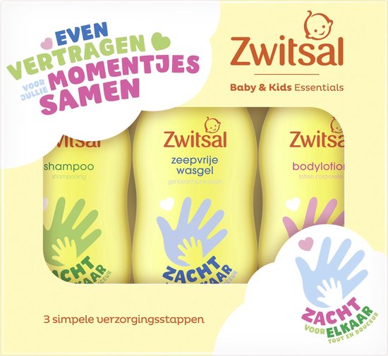 Zwitsal Essentials Kraamcadeau - Baby & Kids - huidvriendelijke pH en dermatologisch getest - 3 x 200 ml
