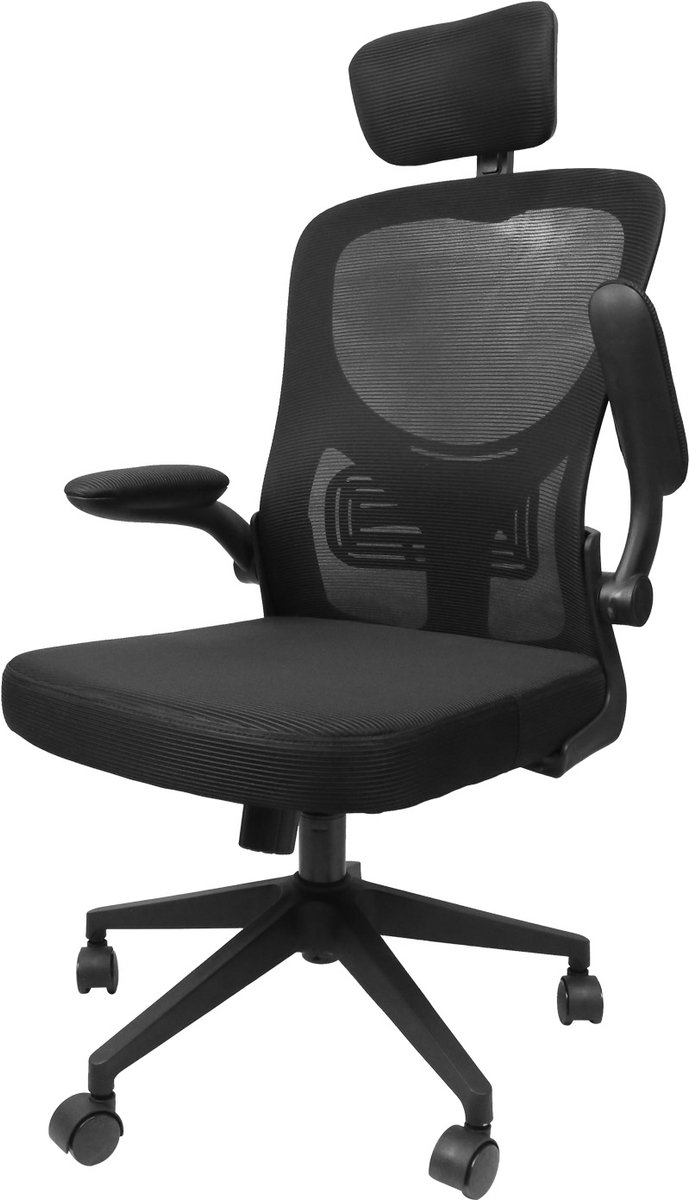 PIPIPOXER Bureaustoel- Ergonomische Bureaustoel-Bureaustoelen voor Volwassenen tot 120kg - Computer Stoel-Lendensteun-NEN-EN1335-Gamestoel-Zwart