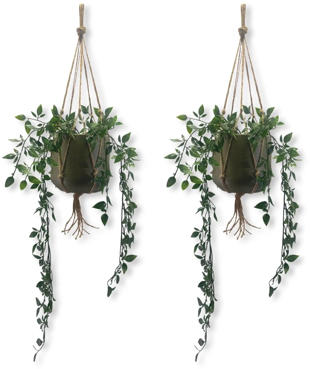 Voordeelset van 2 Plantenhangers - Jute - Kies Lengte - 50 cm lang - Geschikt voor Pot met Diameter van c.a. 10 cm - Handgemaakt in ons Macramé Atelier - 2 Stuks - Let op: Exclusief Pot - Inclusief Verzendkosten