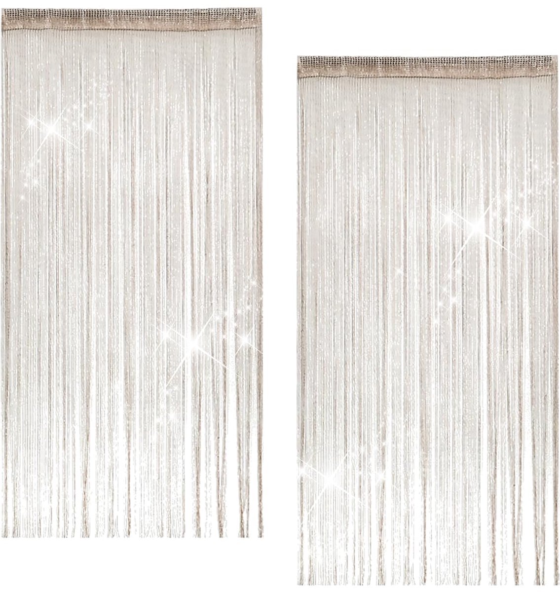 2 Stuks Glitter Koordgordijnen, 100 x 200 cm Kralen Gordijn, Champagnekleurige Vliegenbescherming Draadgordijnen, Kamer Gordijn Vliegengordijn Geschikt voor Bruiloften, Cafés, Restaurants, Deuren