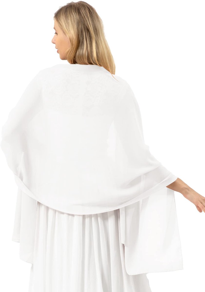 chiffon elegante gestolen sjaal voor jurken in verschillende kleuren Ivory S
