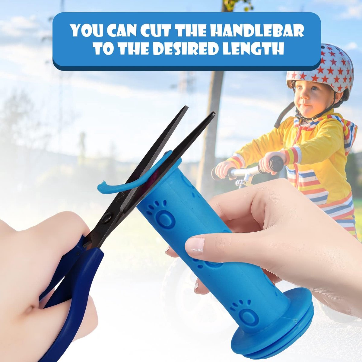 Fietshandgrepen, 1 paar Leuke Kinderfietshandgrepen, Antislip Kinderfietsgrepen 22 mm Stuurgrepen stootbescherming, Rubberen Handvatten voor Scooters Kinderloopfiets Kinderfiets, schattig blauw