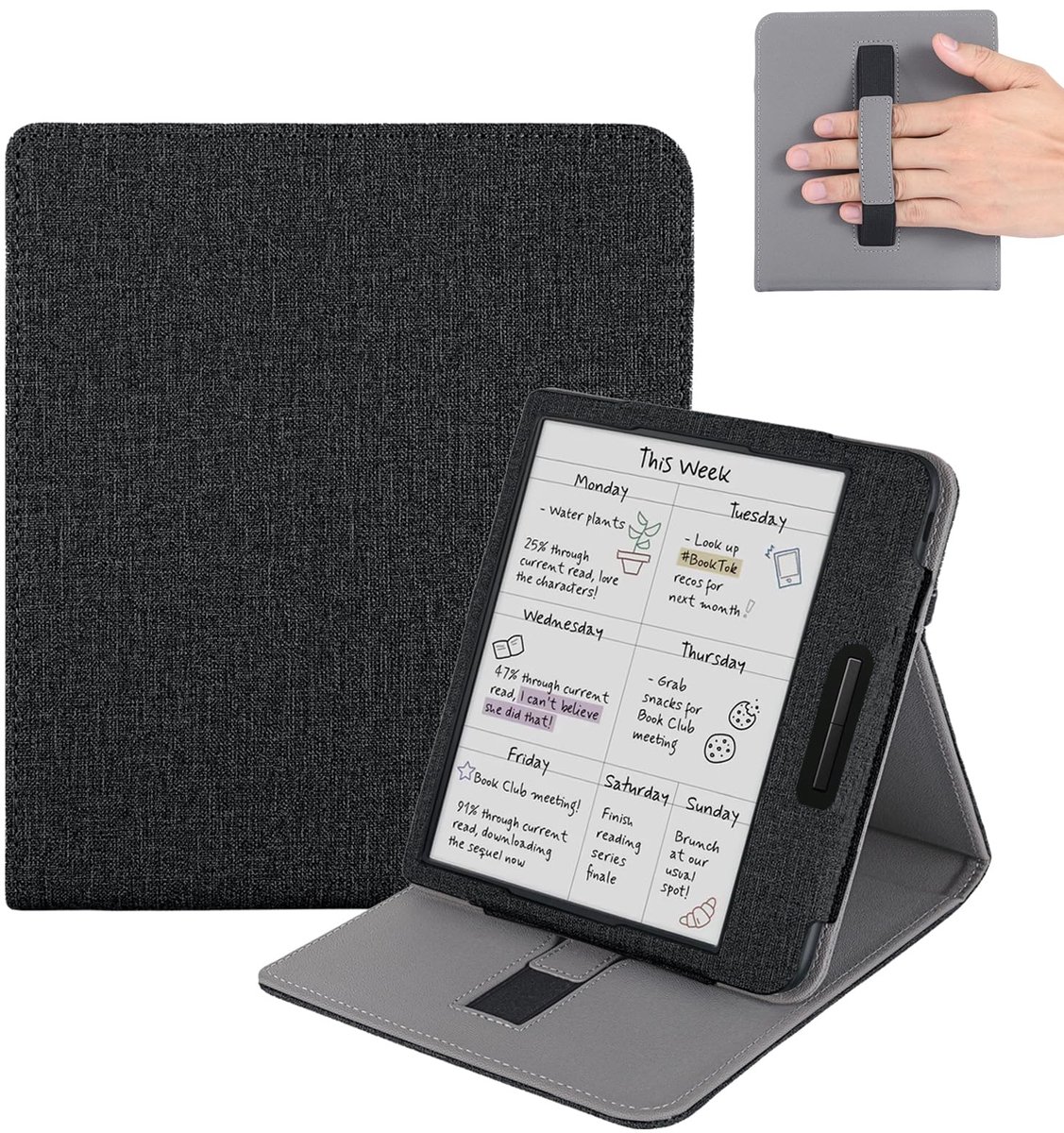 voor Onyx Boox Go 7 hoes, voor Boox Go Color 7 Gen 2 polsbandhouder, zwart