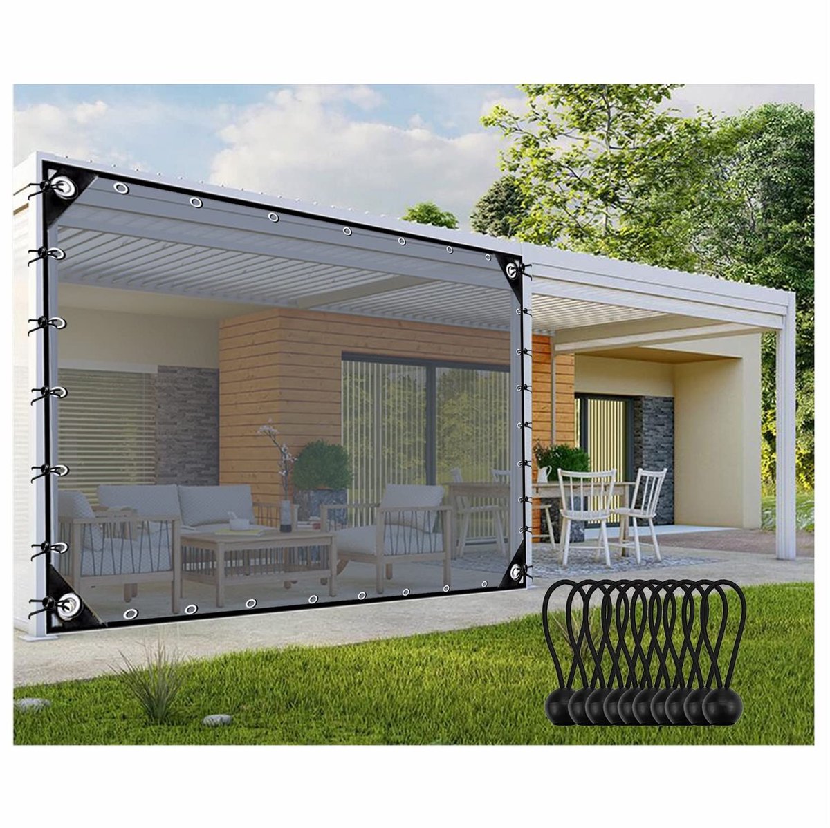doorzichtige vinyl patio-behuizing for winter, 0,3 mm dikkere veranda-behuizing for luifeltent, 60 maten (Color : Clear, Size : 10.5x8.2'/3.2x2.5m)