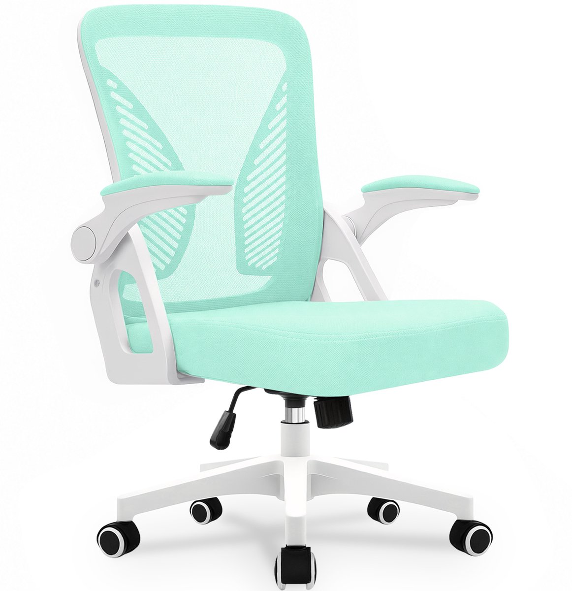 Milacyee Bureaustoel - Ergonomische Bureaustoel – Verstelbare Gaming/Computerstoel met Mesh Rug & Lendensteun – 90° Opklapbare Armleuningen – Directiestoel met Stille Wieltjes – Tot 130 kg Belasting - groente - Geschikt voor thuiswerk en kantoor