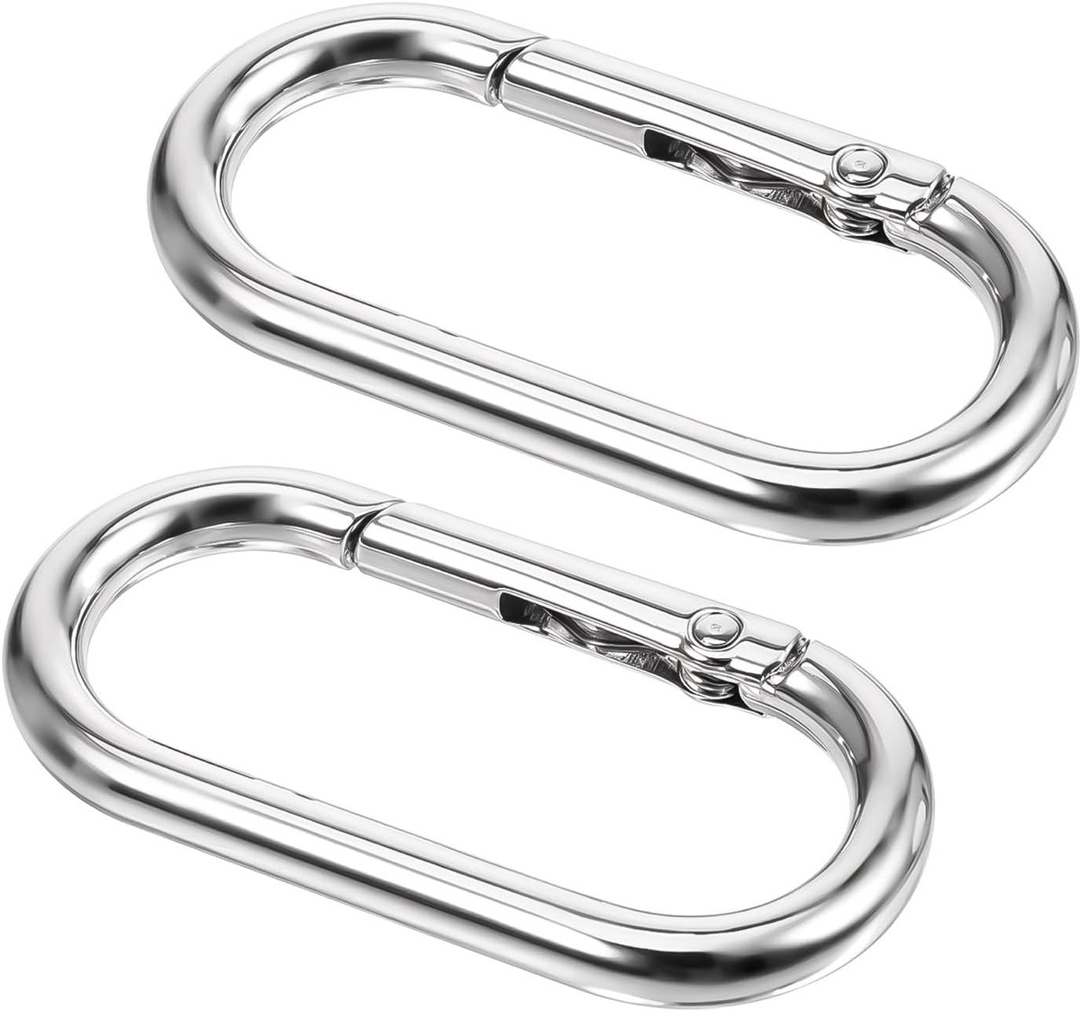 2 stuks ovale veerkarabijnhaken, 1,96 x 0,98 cm, metalen ringkarabijnhaak, kleine karabijnhaak, sleutelring, veergesp, clip, sleutelhanger voor doe-het-zelf portemonnees, sleutelketting, rugzak