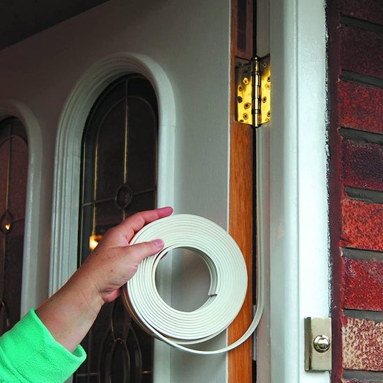 tochtstopper voor deuren en ramen, zelfklevend, anti-botsingsrubber, E-type, schuimafdichtingstape, rubberen geluidsisolatie voor tochtstopper voor deur, raam, wit, E-9 x 4-10 m) — afbeelding 4