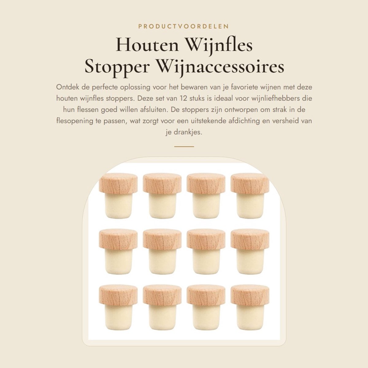 Dailygoods- Wijnflesstopper Houten - 12 Stuks - Flattop - Afdichtpluggen - Kurkstoppen - Traditionele Wijnaccessoires - Diameter 2,2 CM - Kurkstopper