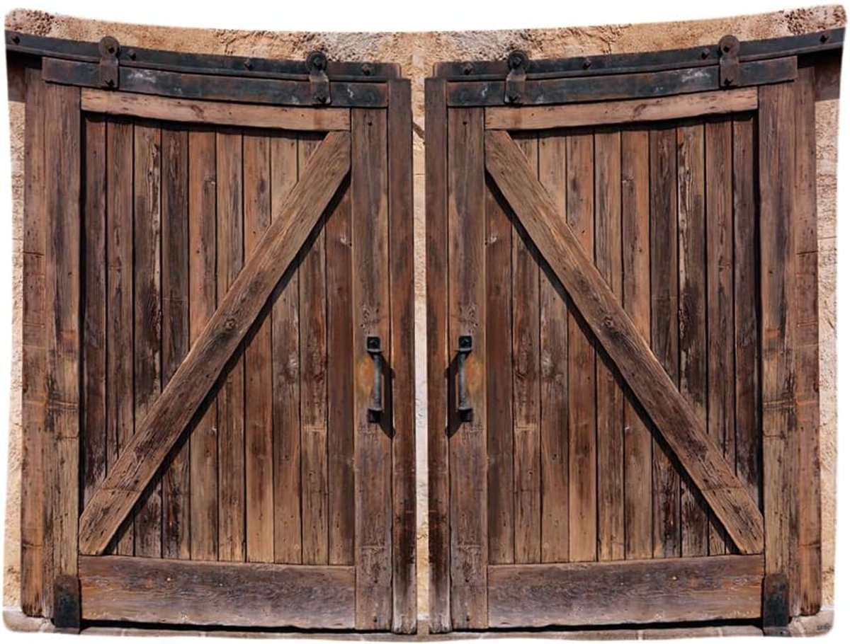 - Houten Poort Tuin Deuren Muur - Wandkleed - 200x150 cm - Groot wandtapijt - Poster – Kleed Gordijn – Hout Natuur - Doek Tapestry Schilderij