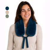 Ølav North – Warmtekussen met Nordic Fur hoes - Incl. Geschenkverpakking - OEKO-TEX® - Pittenzak magnetron & vriezer - Lang Pittenkussen 65 x 15 cm - Fjord Blue - Cadeau voor haar, vrouw, vriendin