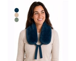 Ølav North – Warmtekussen met Nordic Fur hoes - Incl. Geschenkverpakking - OEKO-TEX® - Pittenzak magnetron & vriezer - Lang Pittenkussen 65 x 15 cm - Fjord Blue - Cadeau voor haar, vrouw, vriendin