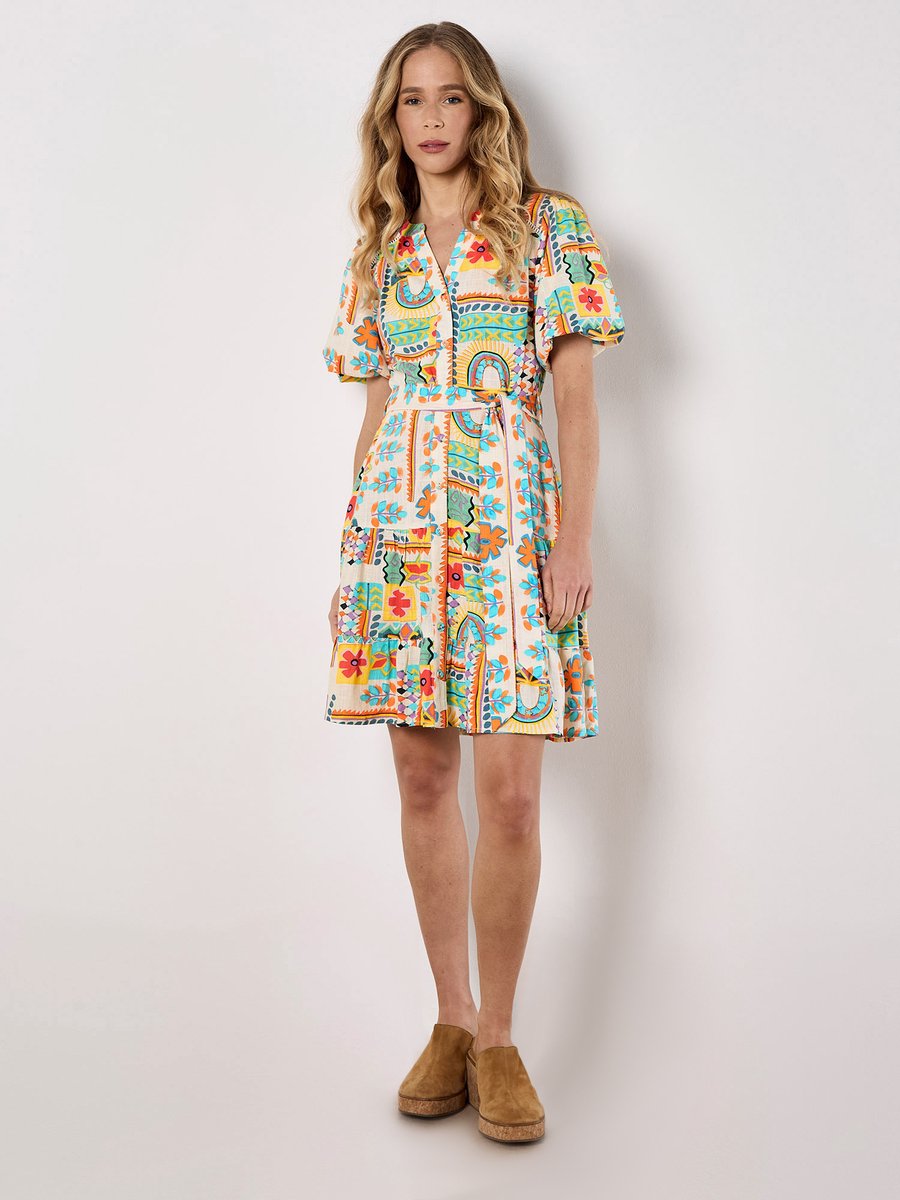 Tropische patchwork-minijurk