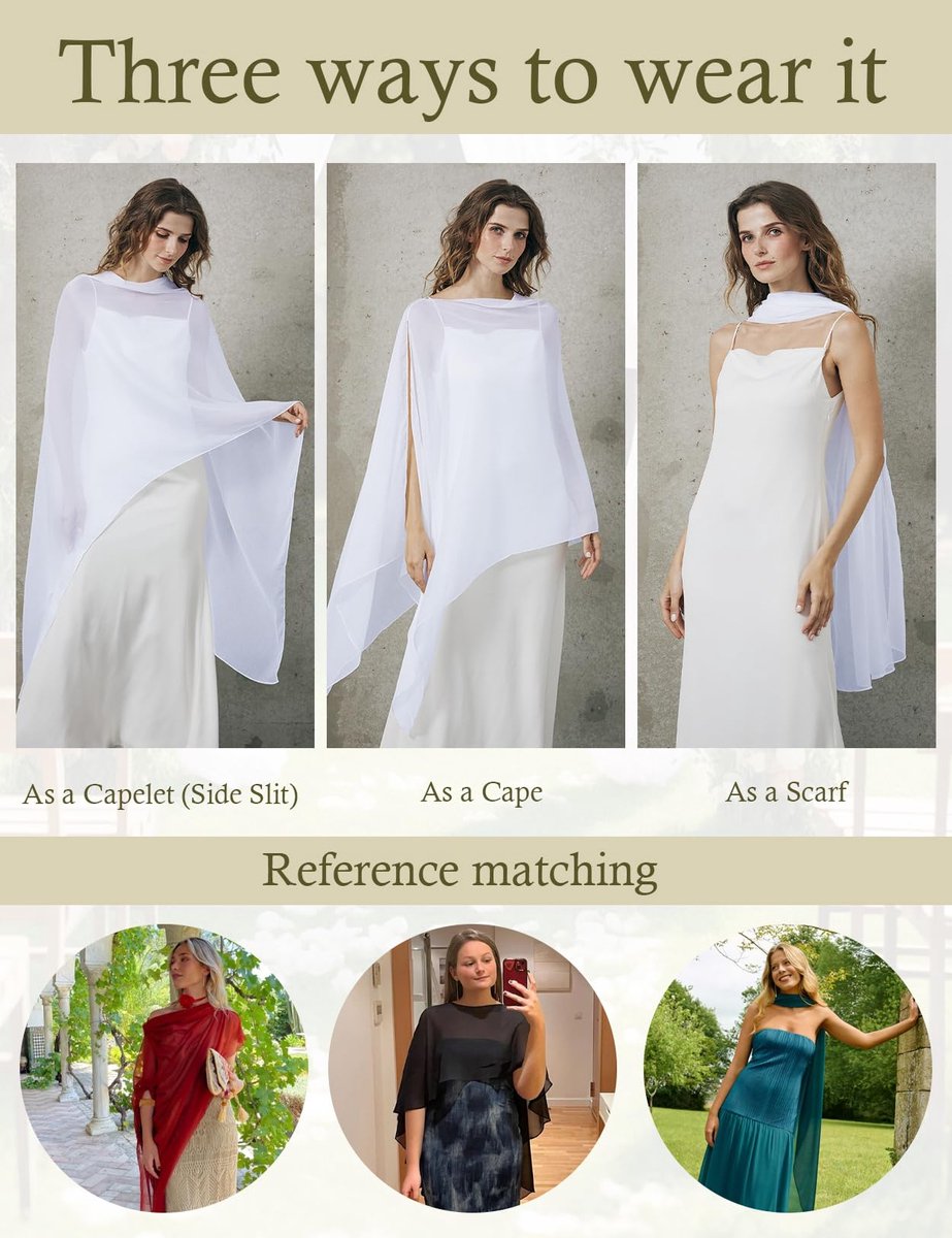 Gekreukte Crêpe Chiffon Avondomslagdoek voor Dames–Lichtgewicht Elegance voor Bruiloften,Feesten & Galajurken-Wit