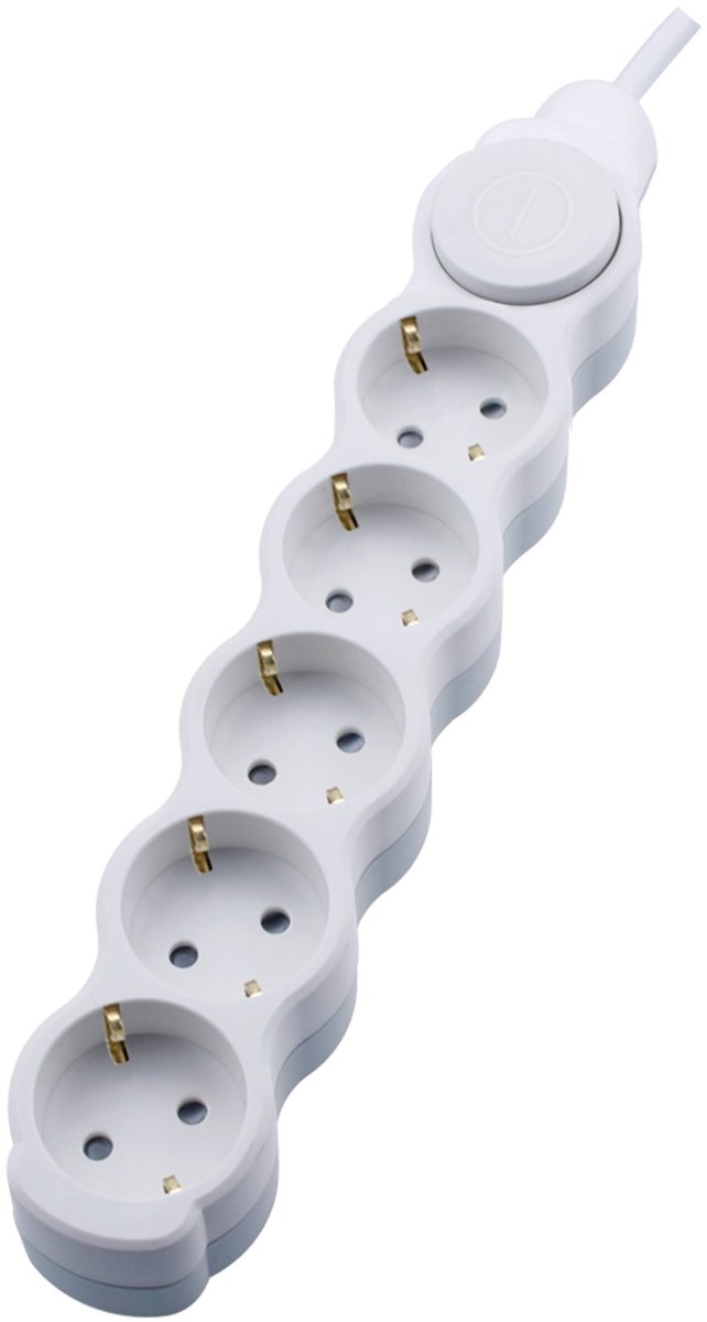 Bemko Stekkerdoos 5-voudig met Schakelaar - 1,5 Meter Verlengsnoer 16A- Verdeeldoos 3500W - Randaarde 3x1.5mm² - Modern design - Wit