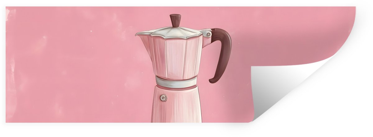 Muurstickers - Sticker Folie - Roze - Mokkapot - Illustratie - Koffie - 150x50 cm - Plakfo