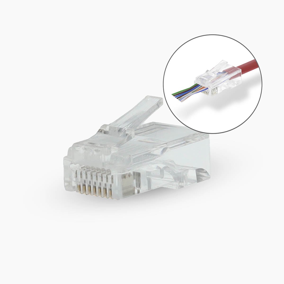 Nedis RJ45-Connector - RJ45 Pass Through - Stevig/Gesnoerd UTP CAT6 - Recht - Verguld - 10 Stuks - Polycarbonate - Transparant - Doos