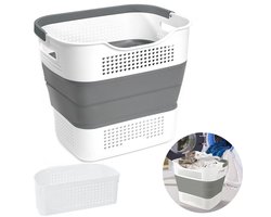 Opvouwbare wasmand – Speelgoedmand voor kinderen – Siliconen wasmand – Wasmand voor vuile was – Geschikt voor wasgoed, afwas, kleding, speelgoed en dekens – Stevig en draagbaar – Multifunctioneel en grote capaciteit – 35 liter - Donkergrijs