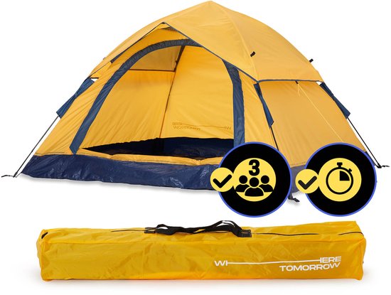 Whhere Tomorrow Pop Up Tent 210 X 190 X 110 Cm - Geel - 3 Persoons