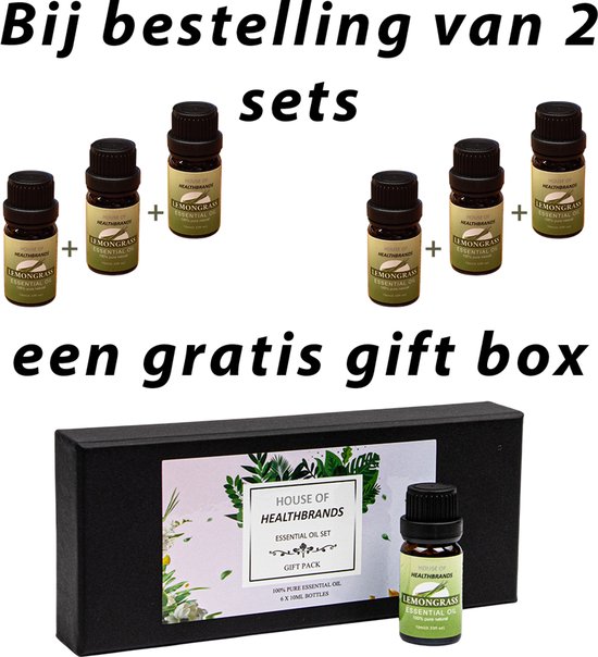 Zes flesjes lemongrass etherische olie van 10 ml, met een gratis gift box.